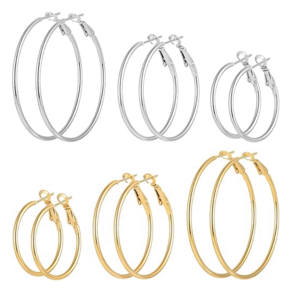 Silver and Gold Hoop Earrings that fits the clean girl aesthetic.