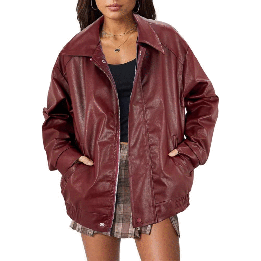 Oversized Red Blazer that fits the Downtown Girl Aesthetic perfectly.