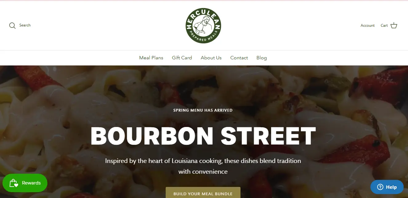 The Herculean Meal Prep website where orders can be placed.
