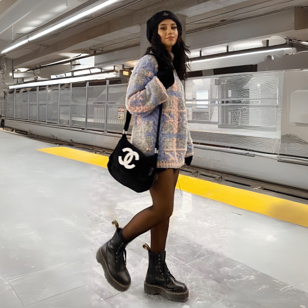 Chunky Sweater paired with Dr Marten