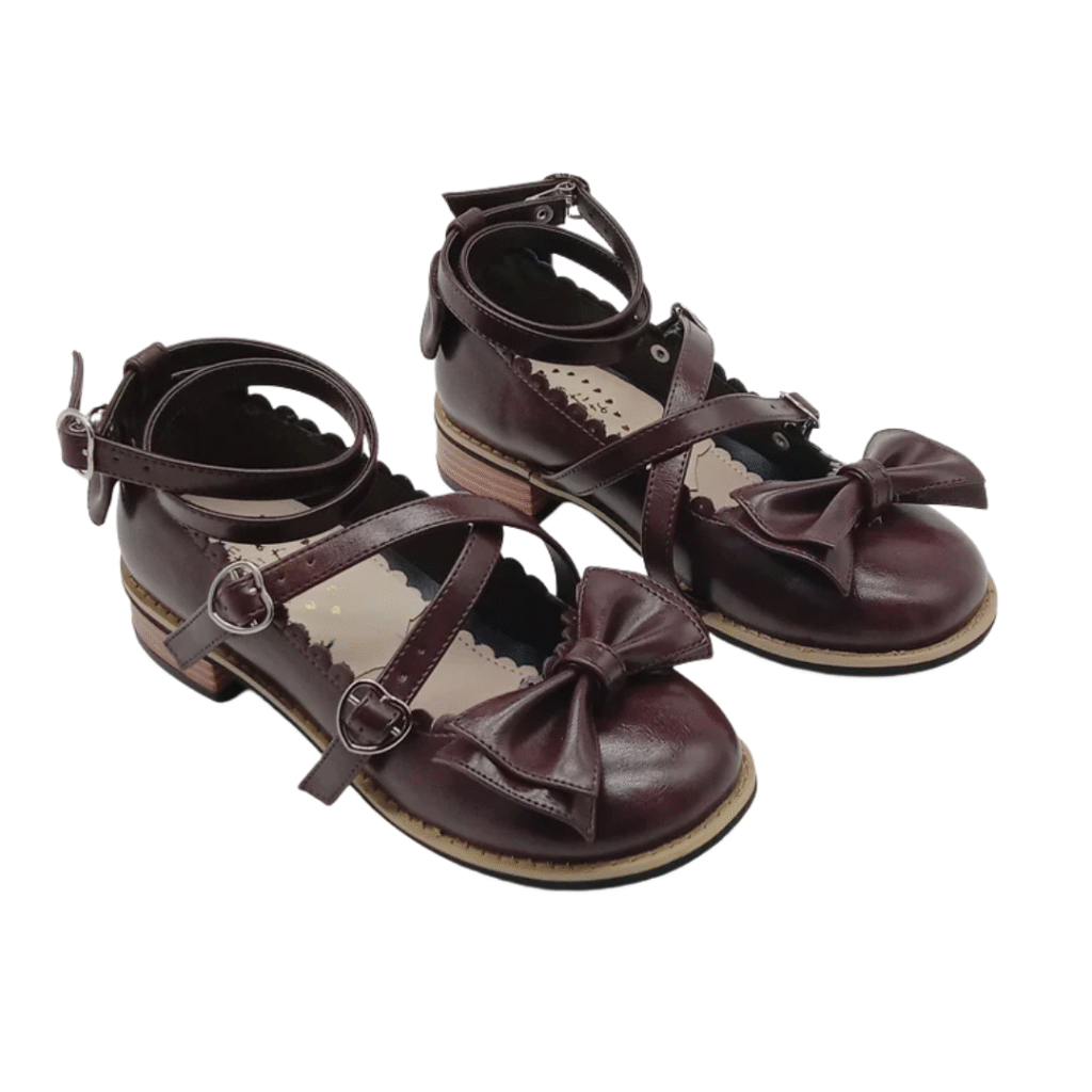 Sweet Lolita shoes, a charming ouji style product featuring delicate bows, rounded toes, and vintage-inspired feminine details.