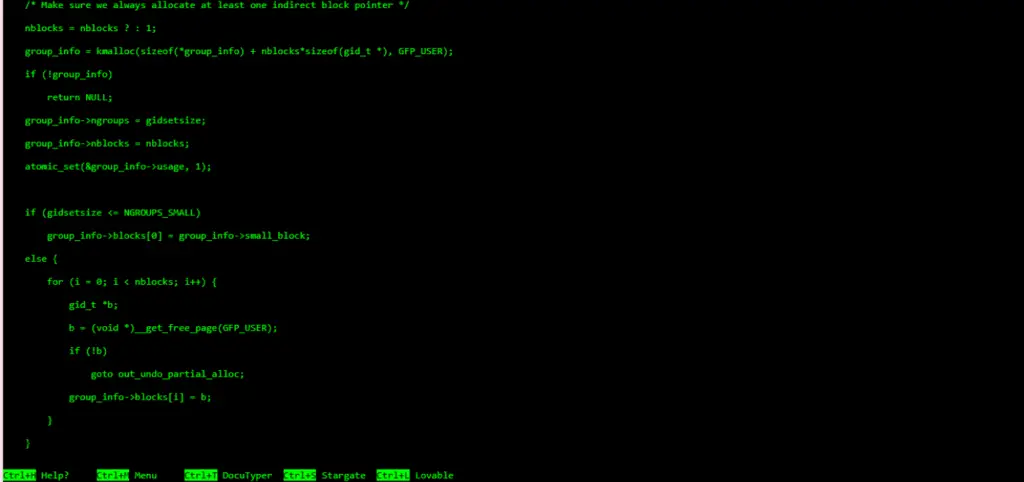 A computer screen showing Hacker Typer, with fast-appearing green code lines creating the illusion of typing like a hacker in real time.