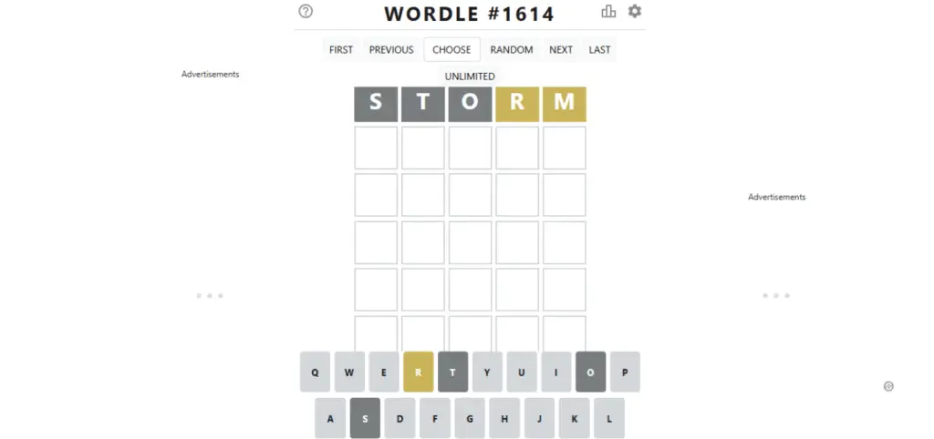 A laptop screen open to the Wordle Archive, showing rows of colorful letter tiles and past puzzles players can revisit to test their word-solving skills.