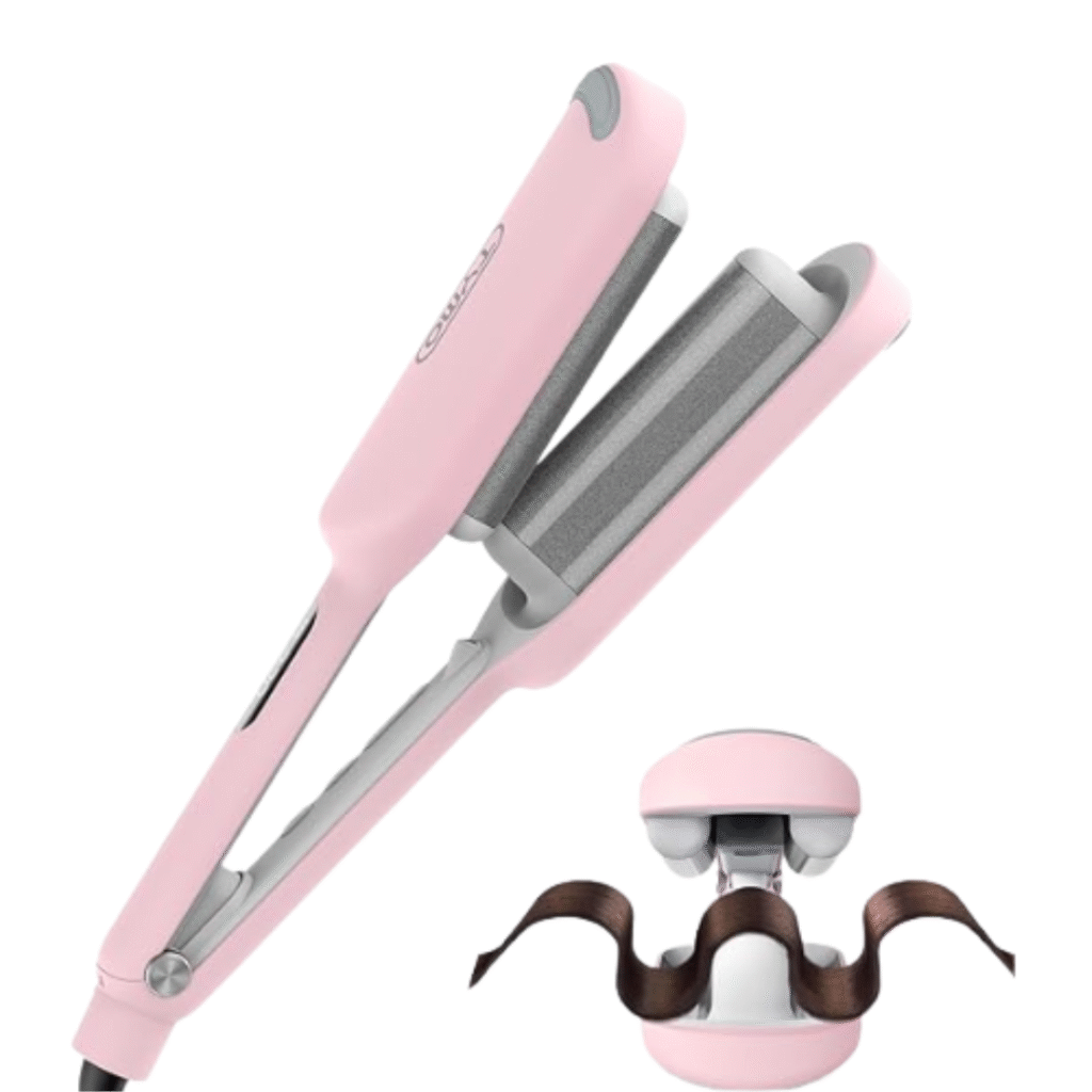 Hair crimper tool used to create textured, zig-zag Y2K hair styles.