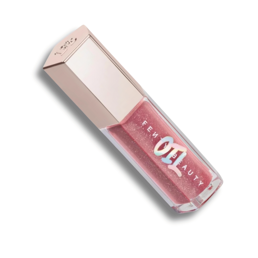 Fenty Beauty lip gloss shown as a staple for achieving shiny Y2K makeup looks.