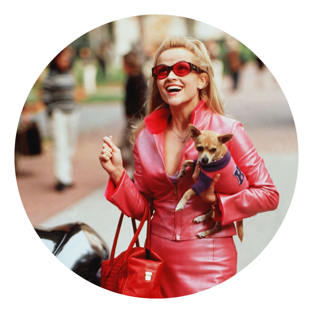 Legally Blonde cover showing Elle Woods in her iconic pink Y2K look, a defining moment in Y2K movies and early-2000s style.